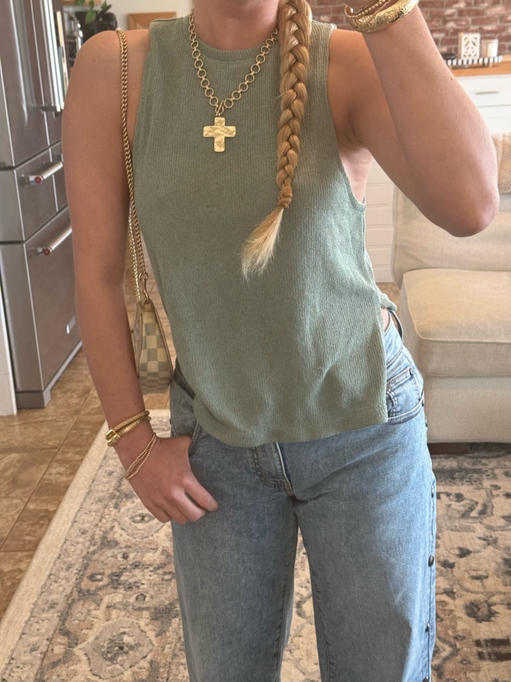 H&M Olive Green Ribbed Tank Top